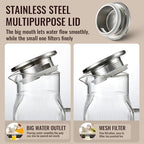 2 Pack 2 Liter/68 oz Square Glass Pitcher with Lid, Classic Stripes Water Pitchers with Handle for Fridge, Large Jug for Iced Tea, Borosilicate Glass Carafe for Hot/Cold Brew Drink, Silver - Image 5