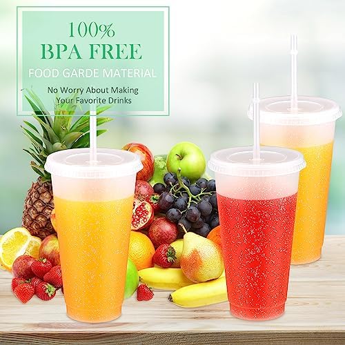 Roshtia 24 Pack Clear Plastic Tumblers with Lid and Straw, 24 Oz - Image 5