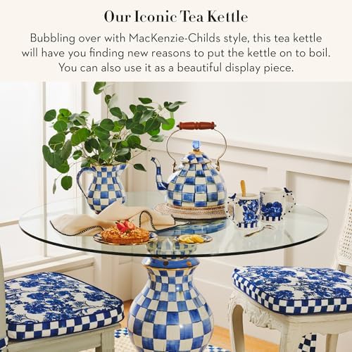 MACKENZIE-CHILDS Tea Kettle, 3 Quarts, Blue-and-White Royal Check - Image 2