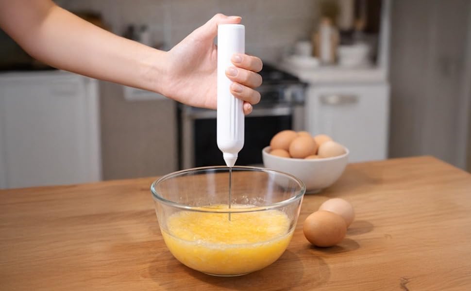 Rechargeable Milk Frother with Stand, 1500 mAh Battery, 6500 RPM Electric Drink Mixer, Handheld Milk Frother with Stainless Steel Whisks, Type C Charge, 400 Second Runtime for Latte, Coffee, - Image 5