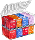 Sorbus Tea Bag Organizer, 2-Pack Clear Bins with Removable Dividers - Image 2