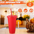 Honeydak 30 Pack Plastic Cups with Lids Straws,Fall Color - Image 4
