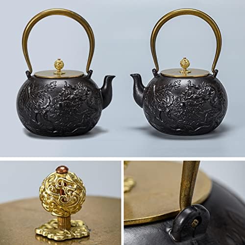 Cast Iron Teapot Japanese with Removable Stainless Steel Infuser Internal Enamelware Teapots with Birds and Plum - Image 4