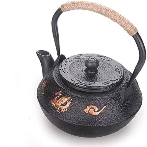 1200ML Handmade Japanese Cast Iron Teapot with Stainless Steel Infuser, Antique Tetsubin Tea Kettle for Loose Leaf Tea, Black - Image 6