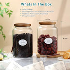 1 Gallon Glass Jars with Wood Lids and glass spoon, Sealable Waterproof, Borosilicate Large Tall Glass Sugar Flour Storage Container Jar Set for Candy, Cereal - 2 Pack (1 Gallon - 2 pack) - Image 2