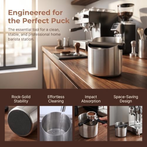 ibasenice Stainless Steel Coffee Knock Out Box with Removable Knock Bar - Image 3