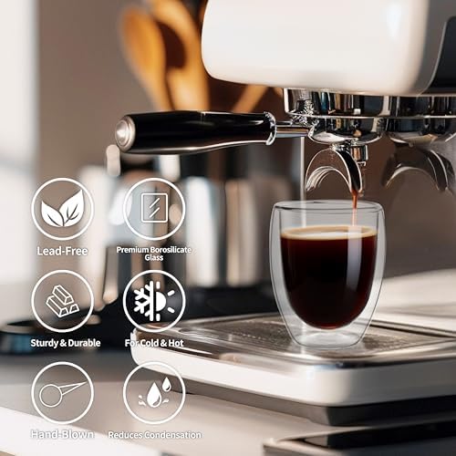 NIRA.Z 2 Pack 12oz Double Wall Glass Coffee Mugs, No Hole Bottom, Insulated Borosilicate Glass Coffee Cups, Clear Mugs for Hot & Cold Beverages, Perfect for Espresso, Latte, Tea, Cappuccino - Image 5