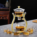 RORA Lazy Kungfu Glass Tea Set Semi Automatic Drip Rotating with Infuser Glass Teapot Set (6 cups) by RORA