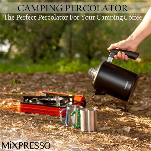 Mixpresso 5-8 Cup Coffee Percolator Stovetop, Stainless Steel Coffee Pot - Image 6
