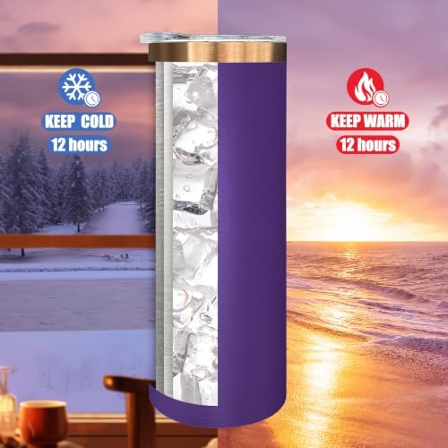 20 oz Skinny Tumblers Bulk with Lids and Straws Purple,4 pack - Image 4
