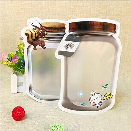 50 Pieces Stand Up Mason Jar Pattern Ziplock Bags Plastic Pouch Cute Bottle Shape Smell Proof Packaging Pouches (Flower,5.3x7.7 Inch) - Image 2