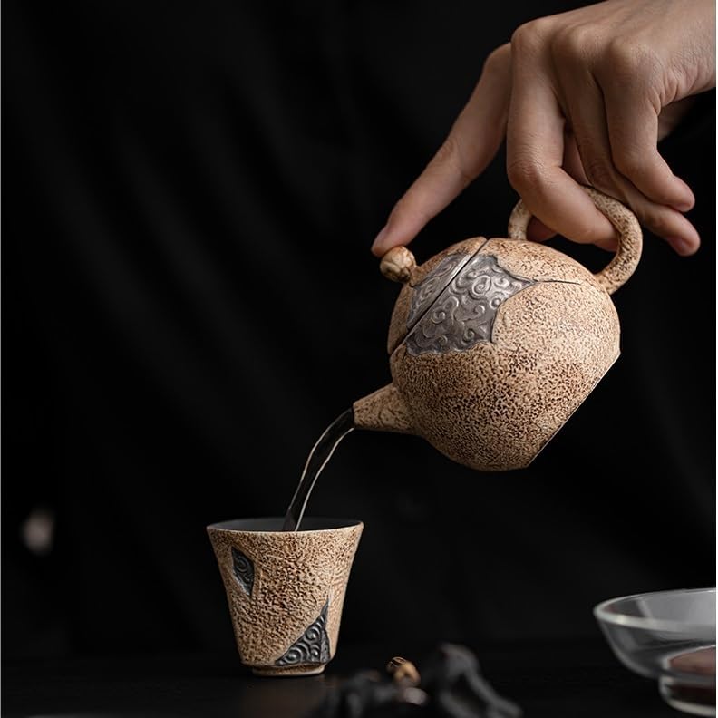 Tea Pots For Loose Tea Old Rock Mud Teapot Handmade Household Retro Teapot Single Pot Japanese Hand-caught Pot Tea Infuser Pot - Image 7