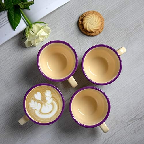 City to Cottage Handmade Lavender Floral Purple And Cream Ceramic 8.4oz/250ml | Cappuccino, Coffee, Tea Cup and Saucer, Unique Designer Pottery for Tea Lovers - Image 5