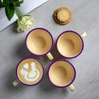City to Cottage Handmade Lavender Floral Purple And Cream Ceramic 8.4oz/250ml | Cappuccino, Coffee, Tea Cup and Saucer, Unique Designer Pottery for Tea Lovers - Image 5