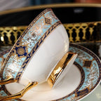 YUDIZWS Bone China Tea Cup Set with Gold Spoon And Gift Box, Porcelain Tea Coffee Cups and Saucers Set of 1 for Home Kitchen Wedding Women's Tea Party,3pcs - Image 3