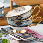YUDIZWS Bone China Tea Cup Set with Gold Spoon And Gift Box, Porcelain Tea Coffee Cups and Saucers Set of 1 for Home Kitchen Wedding Women's Tea Party,3pcs - Image 6