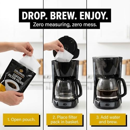 Colonial Coffee Ground Coffee Filter Portion Packs, 2 Ounce (Pack of 40), 100% Arabica Breakfast Blend Medium Roast, Gourmet Bulk Packets for 10-12 Cup Drip Maker - Image 5