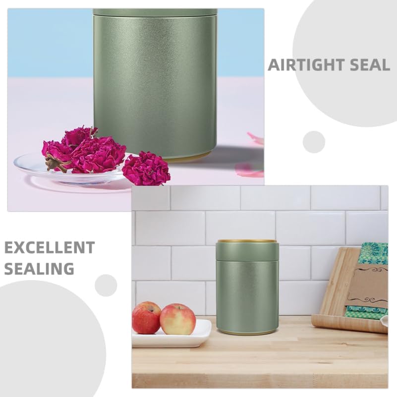 OUNONA Pack of 2 Tea Tin Cans, Tea Storage Space, Tea Containers with Lids, Tea Canisters for Loose Tea, Airtight Tea Leaf Storage, Loose Storage of Tea, Tinplate, Green - Image 3