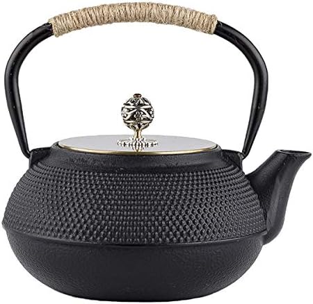 tetsubin Cast iron tea kettle japanese workshop teapot hobnail pattern with Stainless Steel Infuser（27oz Black） by Unknown