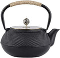 tetsubin Cast iron tea kettle japanese workshop teapot hobnail pattern with Stainless Steel Infuser（27oz Black） by Unknown