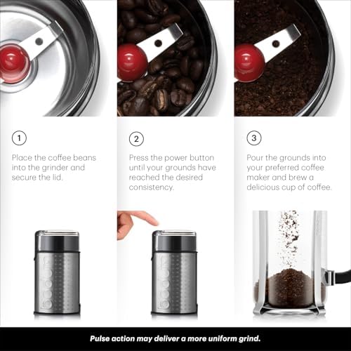 Bodum Bistro Electric Blade Coffee Grinder, Brushed Stainless Steel - Image 3
