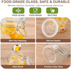 Glass Jars with Airtight Lids, 26oz Glass Storage Jars Set of 6, Thick Food Storage Containers for Pantry Organization, Kitchen Counter, Coffee, Pasta, Cereal - Image 4