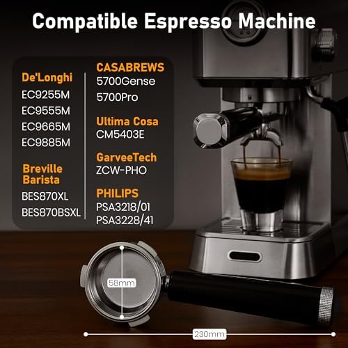 58MM Portafilter Double Spouts 3 Ears, 316 Stainless Steel Espresso Portafilter with 0.38MM Ultra-Fine Filter Blocks Grounds, Coffee Portafilter with Ergonomic Handle Fits Palm,Fits CASABREWS,Breville - Image 4