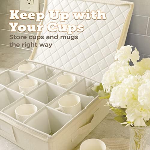 storageLAB Cup & Mug Storage Case | Hard Shell Felt Dividers | Cream - Image 2