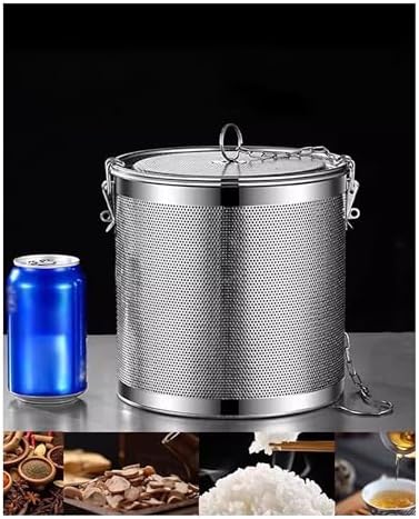 Seasoning Strainer, Stainless Steel Spice Infuser Basket with Chain Hook for Home Restaurant, Dual-Tab Locking Mechanism(19 x 18 cm) by Unknown