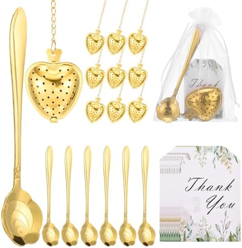 uxcell 25Set Bridal Shower Tea Party Favor Rose Spoon Heart Shape Ball Gold by uxcell