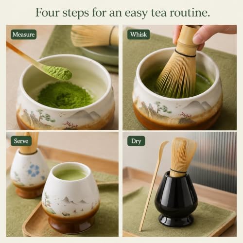 Japanese Matcha Whisk Set, Bamboo Chasen, Bowl and Tea Scoop for Home - Image 7