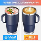 VEGOND 20 oz Tumbler Bulk with Handle Lid and Straw, Stainless Steel Insulated Travel Coffee Mug Set, Spill Proof Double Wall Metal Tumblers Cups, Navy Blue 12 Pack - Image 4