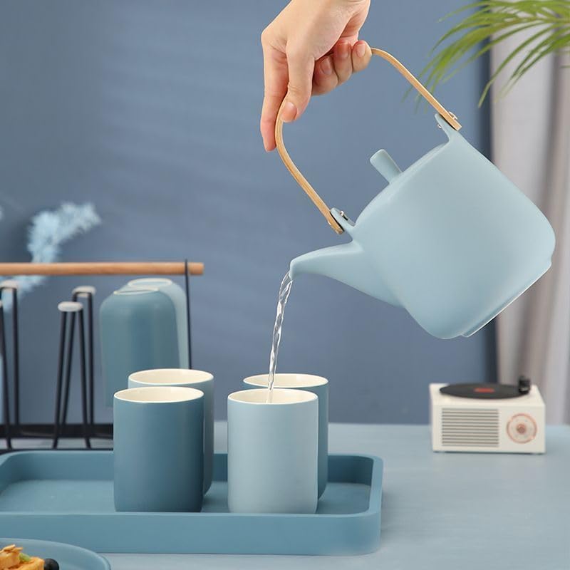 Water Pitcher Water Set Household Water Cup Set Living Room Tea Cup Simple with Tray 6 Pack Water Jug - Image 5