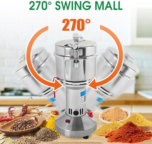 2000W Electric Grain Mill Grinder - 550g High-Speed Stainless Steel Dry Food Grinder for Coffee, Spices, Nuts & Herbs | 28000 RPM | 3 Blades | Commercial & Home Kitchen Use - Image 5