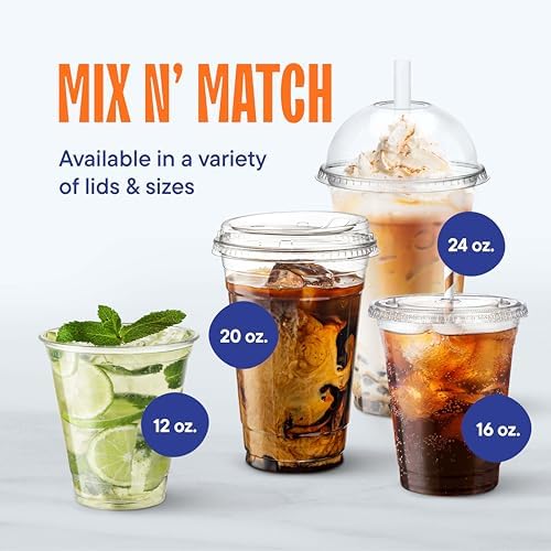 Stack Man [100 Sets - 24 oz.] Clear Plastic Cups with Straw Slot Lid, PET Crystal Clear Disposable 24oz Plastic Cups with lids - Image 7