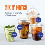 Stack Man [100 Sets - 24 oz.] Clear Plastic Cups with Straw Slot Lid, PET Crystal Clear Disposable 24oz Plastic Cups with lids - Image 7