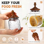 Suclain 6 Pack 17 oz Glass Spice Jars with Dark Wood Lids Vintage Canisters with Garden Pattern Airtight Food Storage Container for Home Kitchen Tea Coffee Spice Pantry Organization Decorations - Image 3