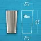 BluePeak Double Wall Vacuum Stainless Steel Insulated Tumblers Set, 2-Pack - Includes 2 Sipping Lids, 2 Spill-Proof Sliding Lids, 2 Straws, 1 Cleaning Brush & Gift Box (20 oz, Silver) - Image 6