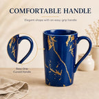 Blue and Gold Coffee Mugs Set of 6, 12 oz Porcelain - Image 4