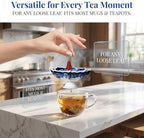 Umbrella Tea Infuser, Ceramic Tea Infuser Umbrella Shape, Blue White Porcelain Loose Leaf Tea Strainer with Base, Traditional Oriental Kung Fu Tea Diffuser (Celadon Set, 1PC) - Image 6