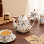 Floral Small Teapot With Infuser，24oz Ceramic Tea Pot for Blooming Loose Leaf Tea, Coffee,Milk (Multicolor Floral) - Image 5