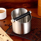 SHINEOFI Stainless Steel Coffee Grounds Disposal Bin - 55 Inch Espresso Knock Box with Style Knock Bar - Non Slip Base and Removable Component for Kitchen Counter Coffee Bar - Image 6