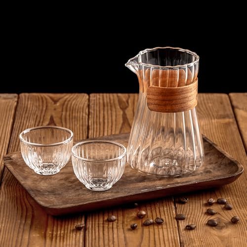Small Glass Coffee Server Set of 2 - Manual Pour Over Coffee Maker 16oz, Borosilicate Glass Coffee Carafe with Heat-Resistant Wood Ring,2 Pack - Image 6