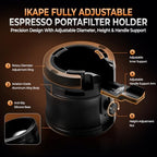 IKAPE Portafilter Holder, Fully Adjustable Espresso Tamping Station and Portafilter Stand for 51/54/58mm Portafilters, Rotary Diameter Ring, Height and Handle Support, Aluminum Alloy, Non-Slip Base - Image 2