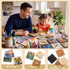 Ferrochef 150 Pcs Wooden Coasters for Craft Unfinished Coasters Bulk 4 Inch Square Coaster Include Acacia Slate Cork Pine for DIY Stained Painting Crafts Wood Laser Engraving Home Favors - Image 7