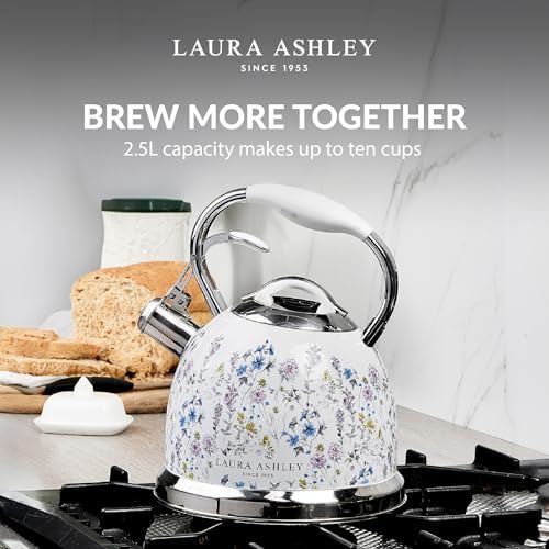 Laura Ashley Wild Meadow Whistling Tea Kettle Stovetop, Tea Pot for Stove - Image 2