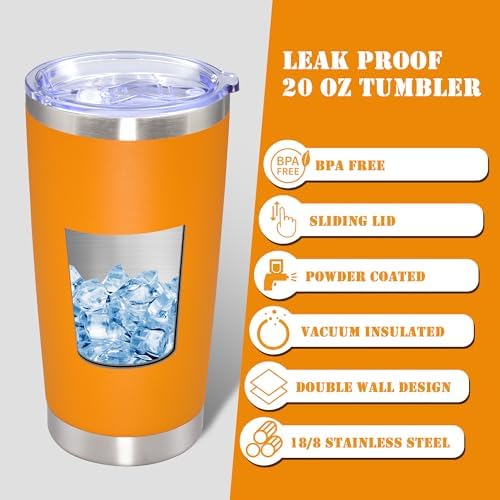 20 oz Tumbler Insulated Tumblers Stainless Steel Coffee Mug,Orange 12PCS - Image 3