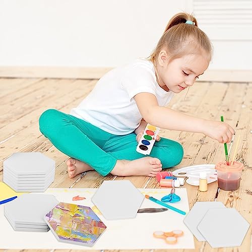 GNIEMCKIN 40 Pieces 3.75 Inch Hexagon Blank Ceramic Coasters, Unglazed - Image 5