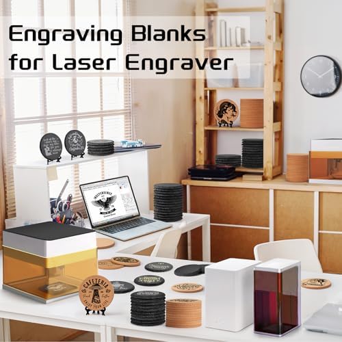 100PCS Round Slate and Cork Drink Coasters Bulk for Laser Engraving - Image 6