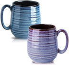 Hasense Large Coffee Mugs Set of 2, Ceramic 20 oz Coffee Cups for Office and Home, Modern Coffee Mug with Big Handle for Latte Coffee Tea Soup as Gifts, Dishwasher & Microwave Safe, Blue and Purple by Hasense